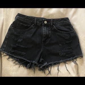 Pacsun distressed black jean shorts